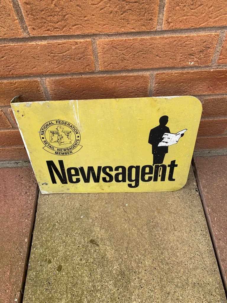 Newsagents Sign Lot 255 - NEWSAGENT SIGN