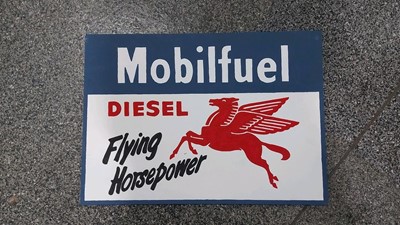 Lot 591 - MOBILFUEL PAINTED WOODEN SIGN