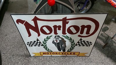 Lot 595 - NORTON PAINTED WOODEN SIGN - ALL PROCEEDS TO CHARITY