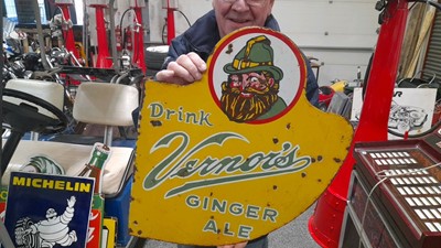 Lot 203 - VERNON'S GINGER ALE DOUBLE SIDED SIGN