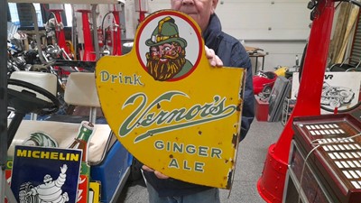 Lot 203 - VERNON'S GINGER ALE DOUBLE SIDED SIGN