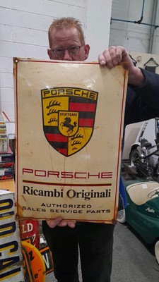 Lot 483 - PORSCHE SALES SERVICE PARTS ENAMEL SIGN