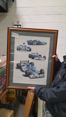 Lot 219 - SIGNED KEN TYRELL RACING CARS PICTURE