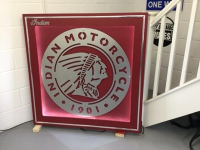 Lot 311 - LARGE ILLUMINATED INDIAN MOTORCYCLE SIGN