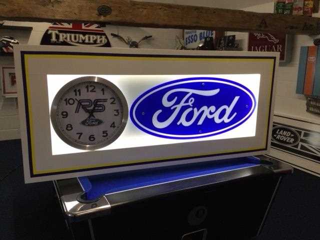 Lot 323 - LARGE ILLUMINATED FORD RS SIGN WITH CLOCK