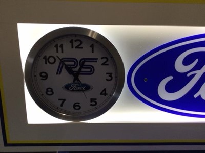 Lot 323 - LARGE ILLUMINATED FORD RS SIGN WITH CLOCK