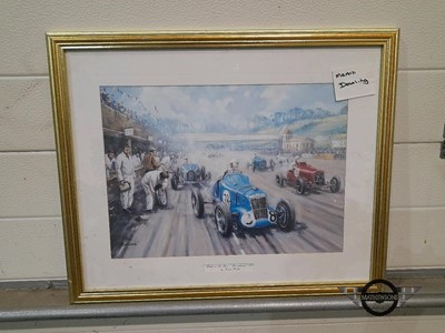 Lot 535 - BROOKLANDS FRAMED PICTURE "BACK IN THE RACE"