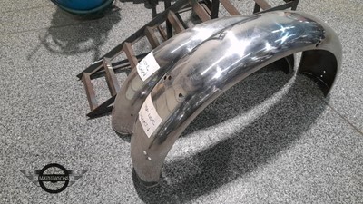 Lot 352 - CAR RAMPS, COMPRESSOR WITH AIR LINE, TROLLEY JACK & NORTON MUD GUARDS