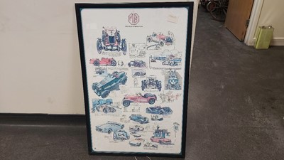 Lot 351 - MG 50 YEARS OF MOTORING FRAMED PICTURE BY KEN DALLISON 1974