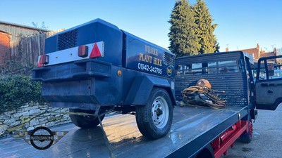 Lot 675 - INGERSOL RAND ROAD COMPRESSOR PLUS SANDBLASTING UNIT WITH HOSES AND HELMET