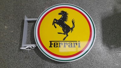 Lot 199 - FERRARI ROUND DOUBLE SIDED LIGHT UP SIGN