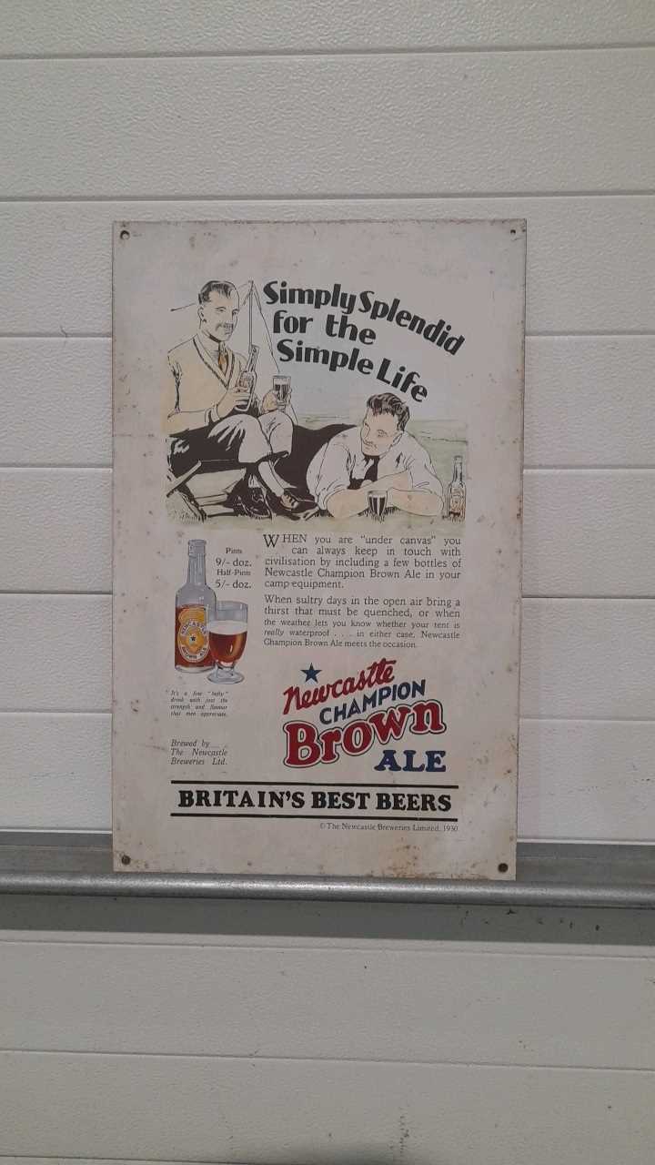 Lot 153 NEWCASTLE BROWN ALE TIN PLATE SIGN.