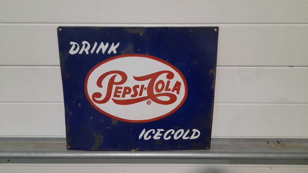 Lot 431 - PEPSI COLA ENAMEL SIGN