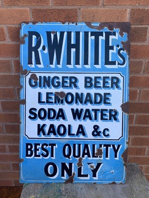 Lot 503 - R WHITE GINGER BEER ENAMEL SIGN