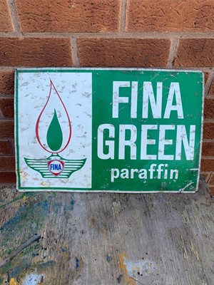 Lot 689 - FINA GREEN PARAFFIN SIGN