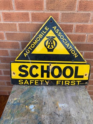 Lot 693 - AA SCHOOL ENAMEL SIGN