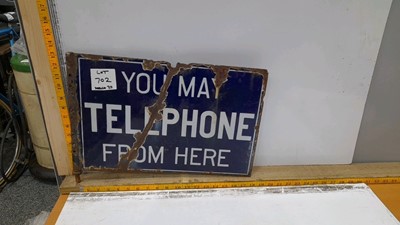 Lot 702 - TELEPHONE DOUBLE SIDED ENAMEL SIGN