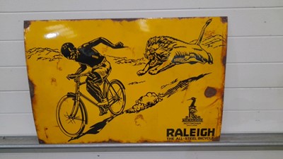 Lot 507 - RALEIGH BICYCLES ENAMEL SIGN