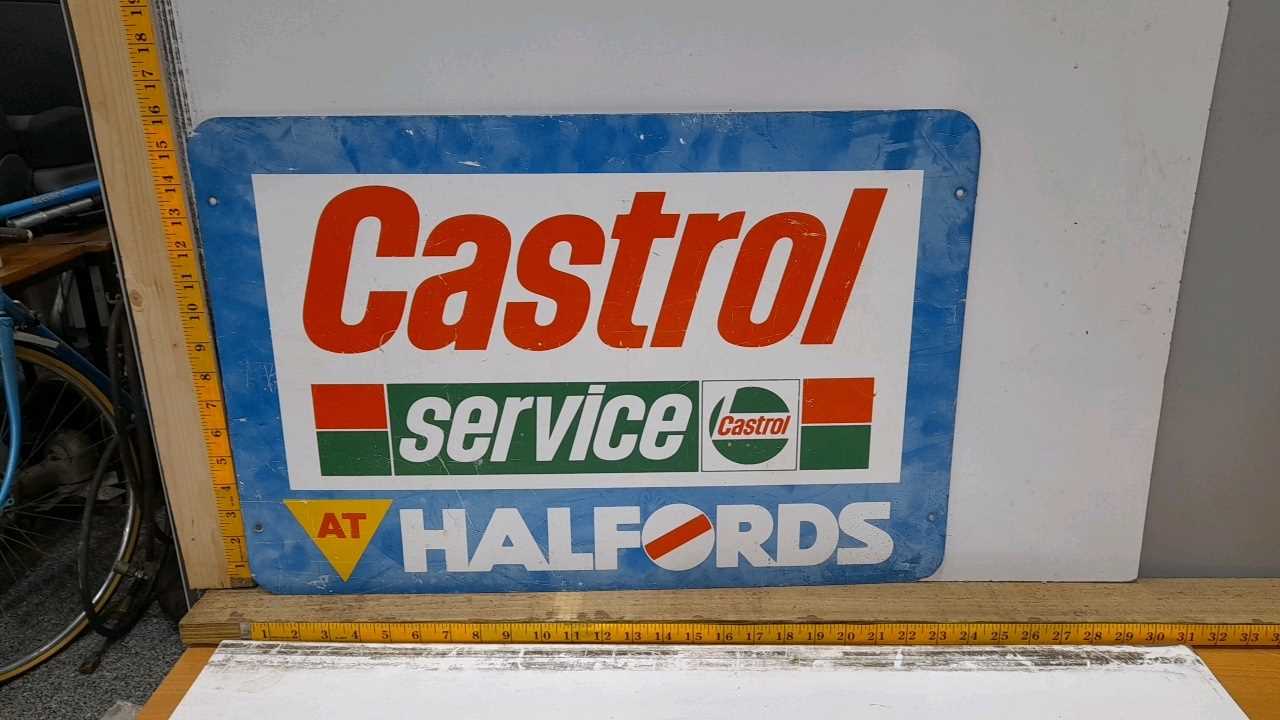 Castrol Service Sign Lot 57 - CASTROL SERVICE HALFORDS SIGN