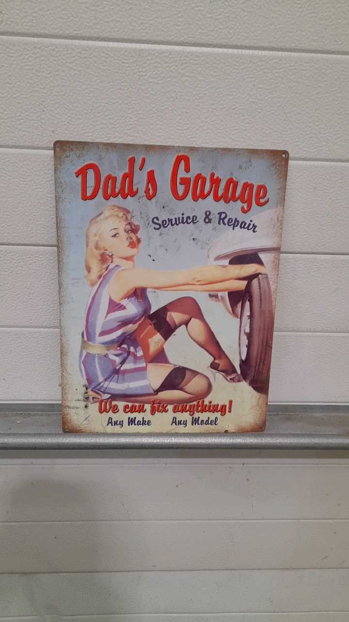 Dads sale garage metal sign