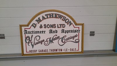 Lot 141 - WOODEN HAND-PAINTED MATHEWSONS SIGN - PROCEEDS TO CHARITY