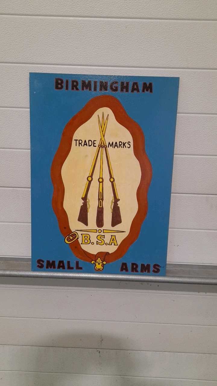 Bsa Sign Lot 567 - WOODEN HAND-PAINTED BSA SIGN - PROCEEDS TO