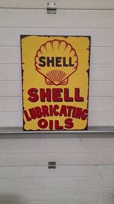 Lot 153 - WOODEN HAND PAINTED SHELL OIL SIGN