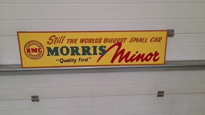 Lot 571 - WOODEN HAND PAINTED MORRIS MINOR SIGN