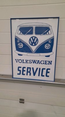 Lot 179 - WOODEN HAND PAINTED VOLKSWAGEN UNDER GLASS SIGN