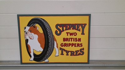 Lot 187 - WOODEN HAND PAINTED STEPNEY TYRES SIGN