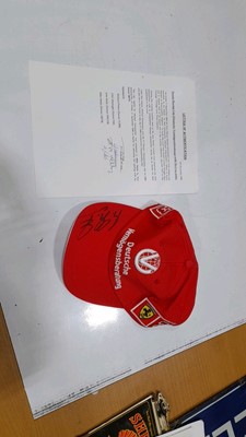 Lot 587 - SIGNED SCHUMACHER CAP AND CERTIFICATE