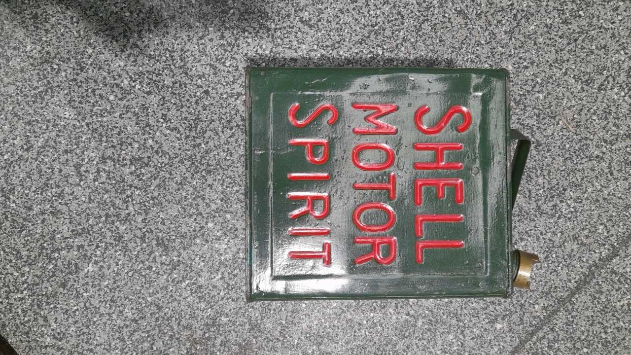 Lot 359 - 2 GALLON GREEN AND RED SHELL MOTOR SPIRIT