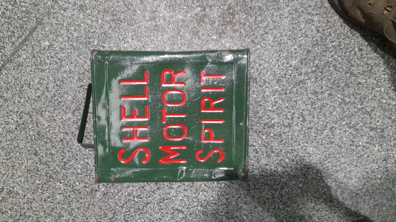 Lot 359 - 2 GALLON GREEN AND RED SHELL MOTOR SPIRIT