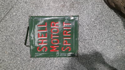 Lot 359 - 2 GALLON  GREEN AND RED SHELL MOTOR SPIRIT CAN