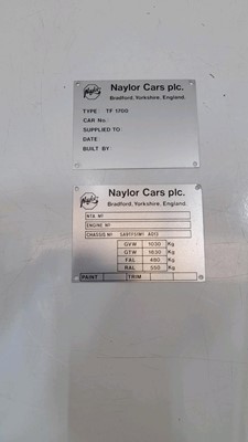 Lot 609 - NAYLOR CARS TF1700 BUILD PLATE PLAQUES