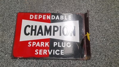 Lot 407 - DOUBLE SIDED CHAMPION PLUGS ENAMEL SIGN