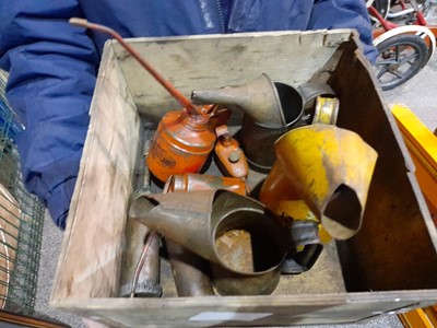 Lot 447 - BOX OF JUGS,OIL CANS AND GREASE GUNS