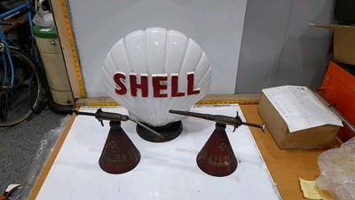 Lot 101 - SHELL PETROL PUMP GLOBE AND 2X REDEX SHOT CANS