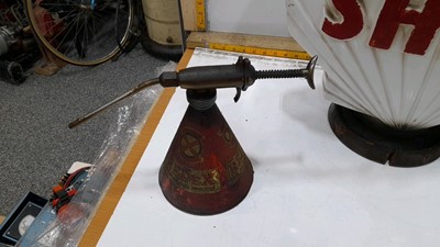 Lot 101 - SHELL PETROL PUMP GLOBE AND 2X REDEX SHOT CANS