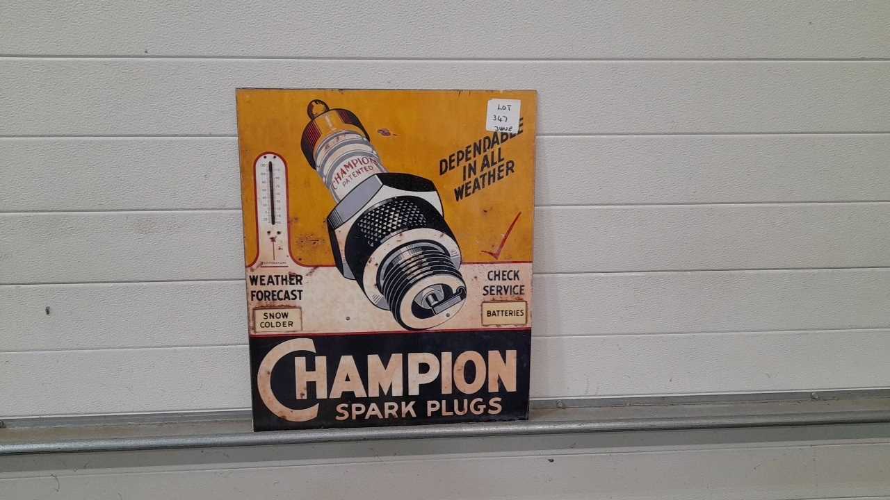 Lot 347 - CHAMPION SPARK PLUG SIGN