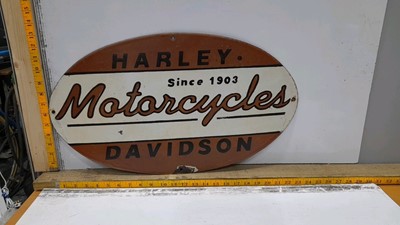 Lot 391 - HARLEY DAVIDSON MOTOR CYCLES 1950'S ENAMEL SIGN