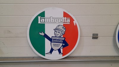 Lot 475 - LAMBRETTA SERVICE AGENT PLASTIC ROUND SIGN