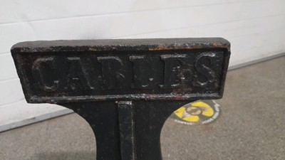 Lot 45 - RAILWAY CAST CABLE MARKER AND SHELL ENAMEL SIGN